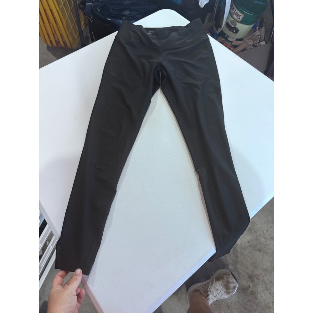 Nike Dri-FIT Womens Black Mesh Panel Training Leggings Tights Medium 2Z14